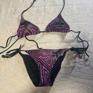 Fox Racing x Rockstar Energy Pink & Black String Bikini Set – Top S/Bottoms M